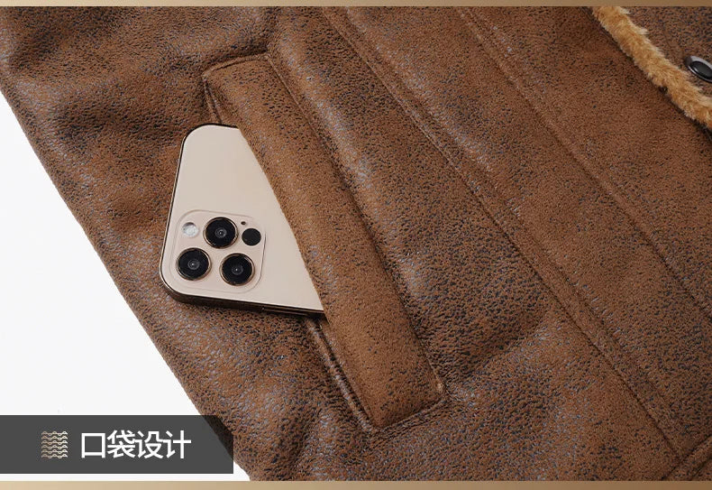 KTX-407059 Fur and Fur Integrated Men's Fur Collar and Plush Warm Windproof Jacket Jacket