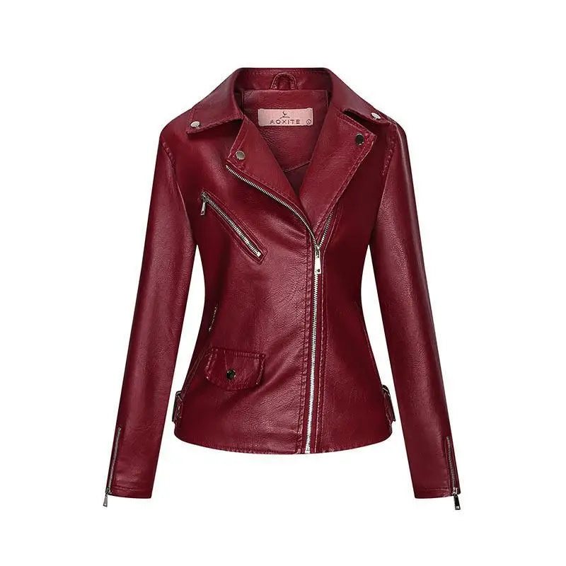 KTX-078227 Women's Fall/Winter European American Temperament Jacket PU Leather With Zipper Women's Clothing Jacket Custom