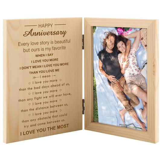 KTX-423507 Personalised Double Hinged Wooden Photo Frame for Memorable Moments