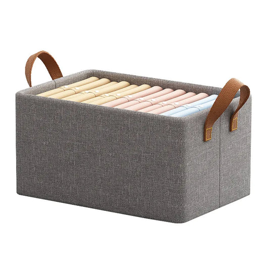 KTX-369043 Foldable Fabric Clothes Storage Box with Steel Frame for Wardrobe Organization