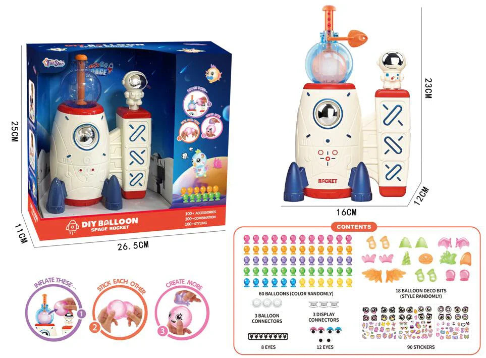 KTX-214035 Space Rocket Balloon Inflator with Accessories for Kids Birthday Parties