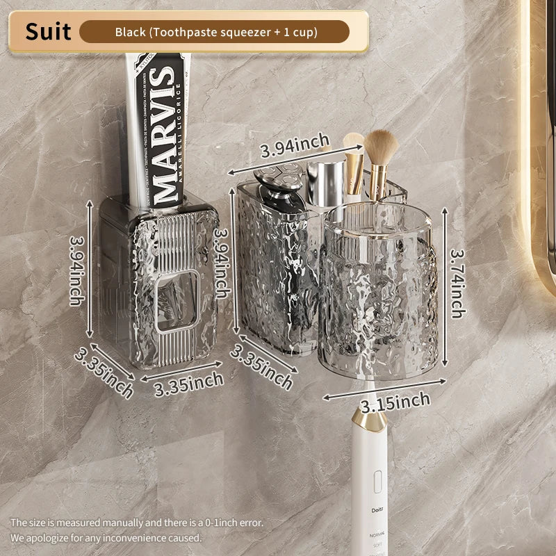 KTX-956243 Eco-Friendly Transparent Wall Hanging Toothbrush and Cosmetic Cup Holder for Bathroom