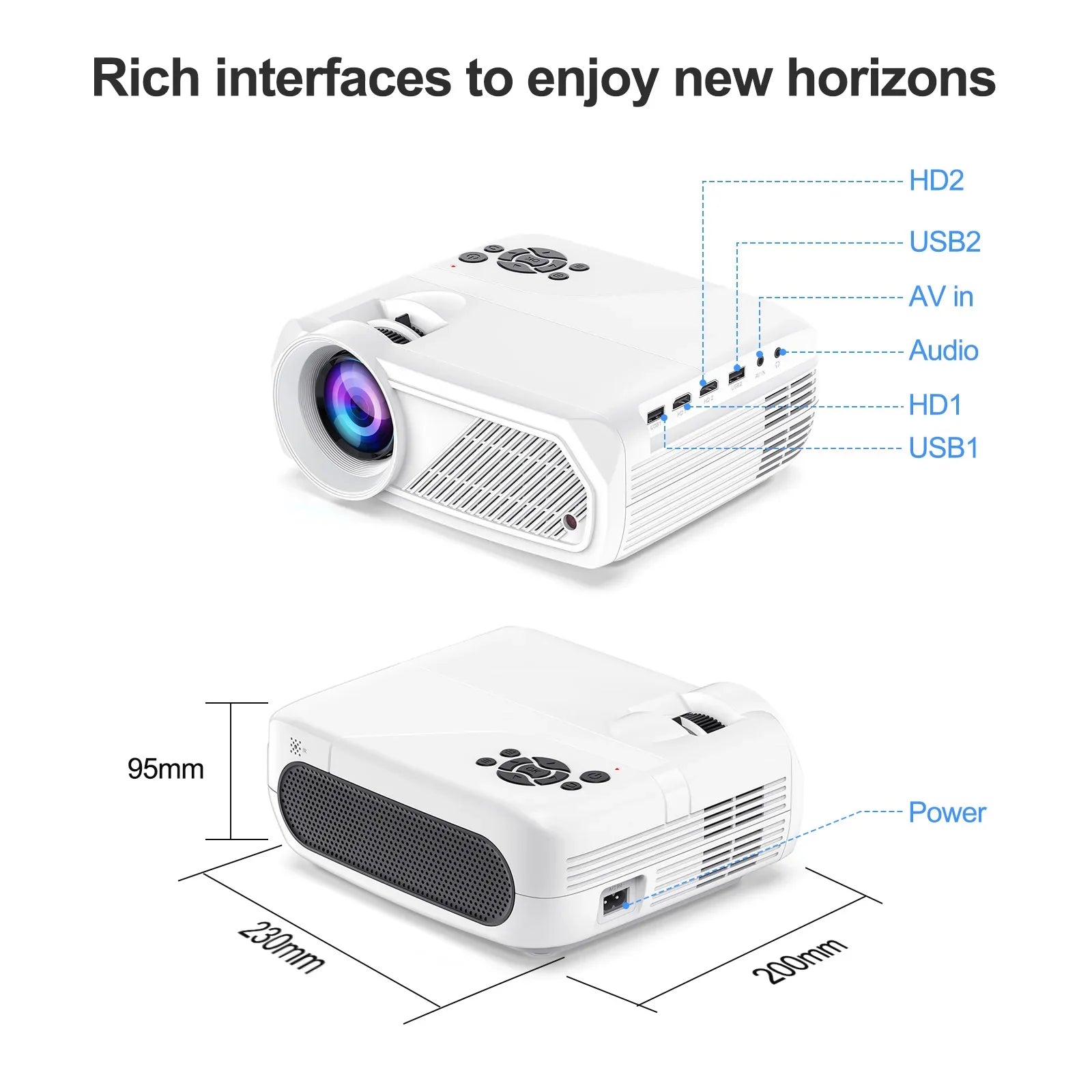 KTX-468115 1080P LCD Projector with 280 ANSI Lumens and WiFi 6 Capability