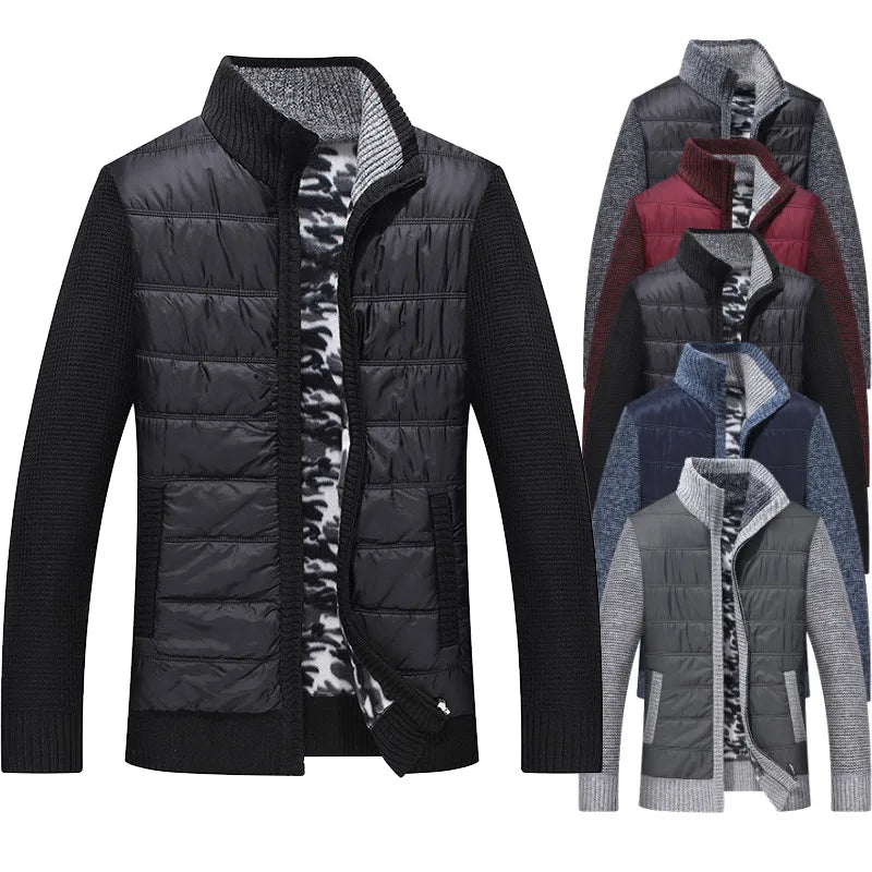 KTX-112147 Men's Customized Sweater Jacket Winter Padded Thickened Jacket Casual Standing Collar Knitted Pullover