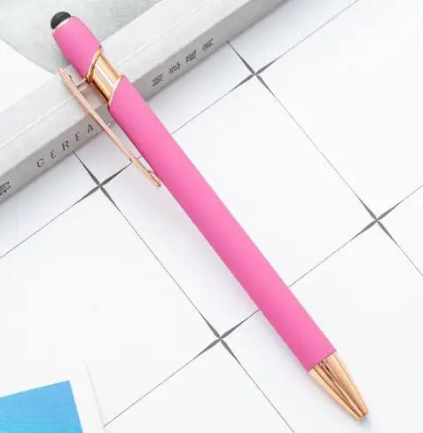 KTX-324307 2 in 1 Multifunctional Stylus and Metal Ballpoint Pen with Custom Logo, Soft Touch Rubber Body, Rose Gold Finish