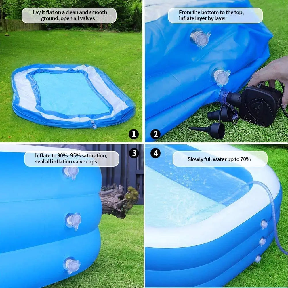 KTX-241555 Inflatable Foldable Square Pool for Kids - Available in 7FT, 8FT, 10FT Sizes - Ideal for Outdoor Water Play