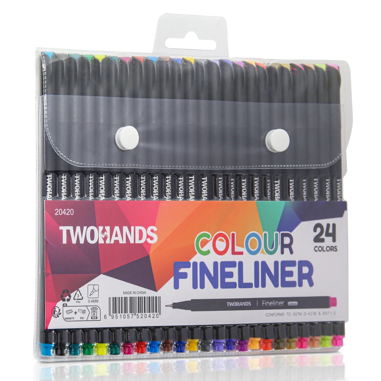 KTX-170515 Ultra Fine Tip 0.4mm Fineliner Pens Set in 24 Vibrant Colours for Drawing and Office Use