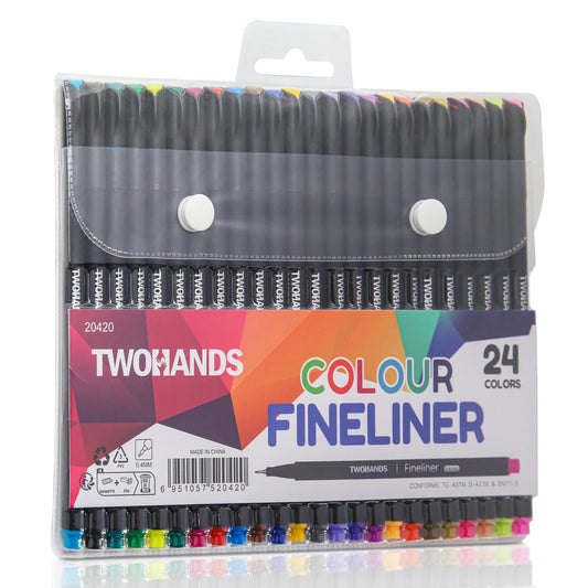 KTX-170515 Ultra Fine Tip 0.4mm Fineliner Pens Set in 24 Vibrant Colours for Drawing and Office Use