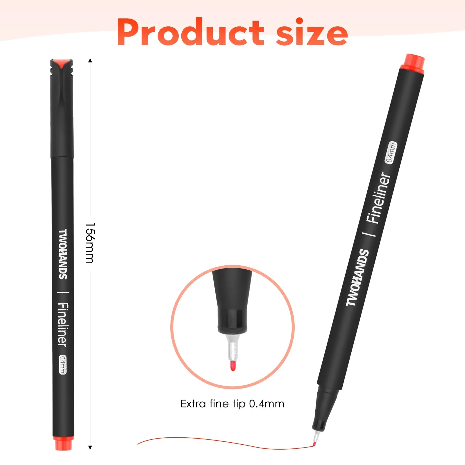 KTX-170515 Ultra Fine Tip 0.4mm Fineliner Pens Set in 24 Vibrant Colours for Drawing and Office Use