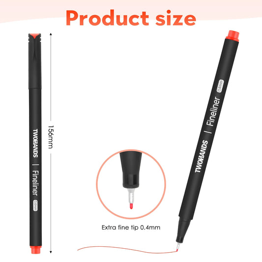 KTX-170515 Ultra Fine Tip 0.4mm Fineliner Pens Set in 24 Vibrant Colours for Drawing and Office Use