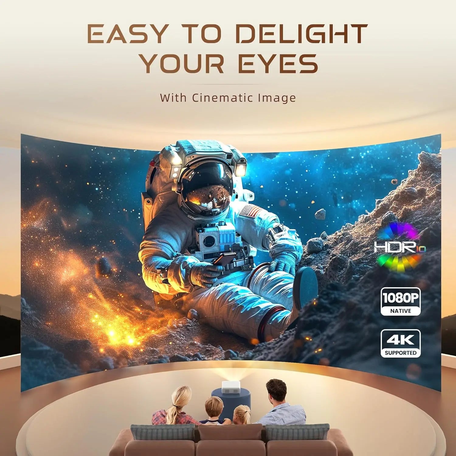 KTX-337043 1080P Mini Portable Projector with Auto Focus and Keystone Correction, Officially Licensed for Netflix