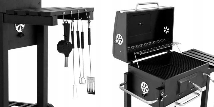 KTX-334739 Charcoal BBQ Grill Trolley with Side Table in Multiple Sizes