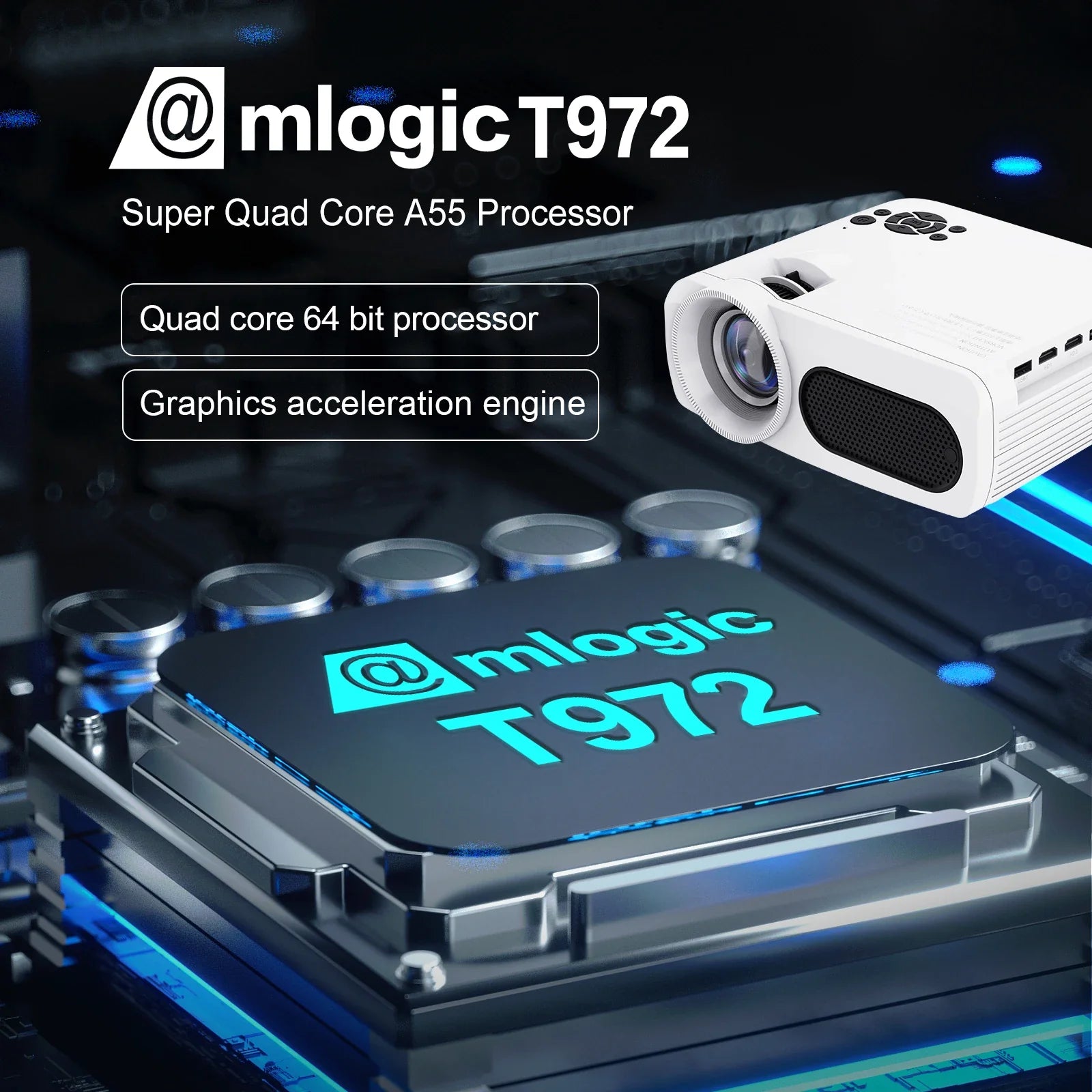 KTX-795795 8K 3D Android Smart Portable LED DLP Projector for Home Theatre, Compatible with Smartphone, Tablet, and PC