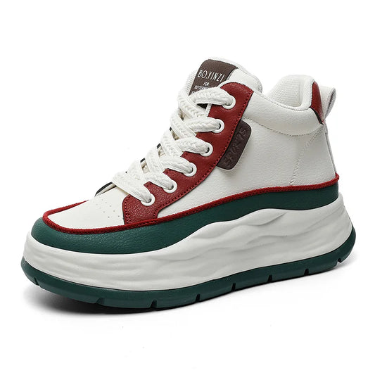 KTX-769811 XF2657 New Autumn Mid Top Breathable and Anti slip Student Thick Sole Elevated Sports Board Shoes Casual Running Shoes