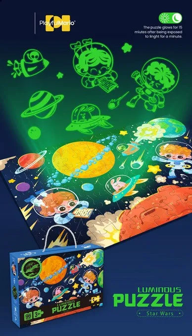 KTX-264915 Glow in the Dark 96-Piece Jigsaw Puzzle for Kids - Unique Educational Luminous Toy
