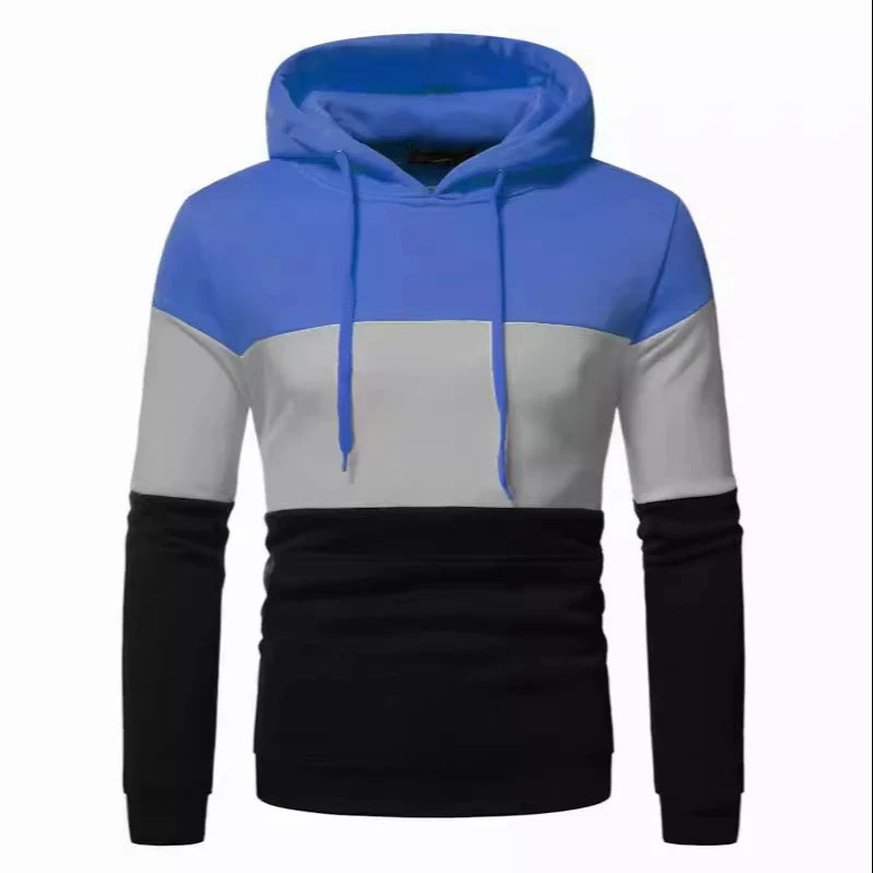 KTX-358483 Men's Custom Sweatshirt Autumn and Winter 3 Color Splicing Pullover Hooded Casual Sweatshirt Set