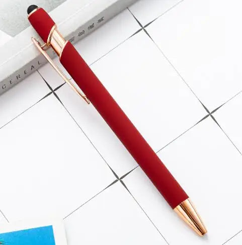 KTX-324307 2 in 1 Multifunctional Stylus and Metal Ballpoint Pen with Custom Logo, Soft Touch Rubber Body, Rose Gold Finish