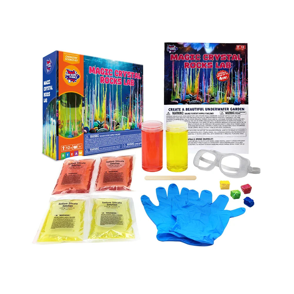 KTX-488147 Crystal Growing Science Kit for Kids - DIY Magic Stone STEM Educational Craft Toy