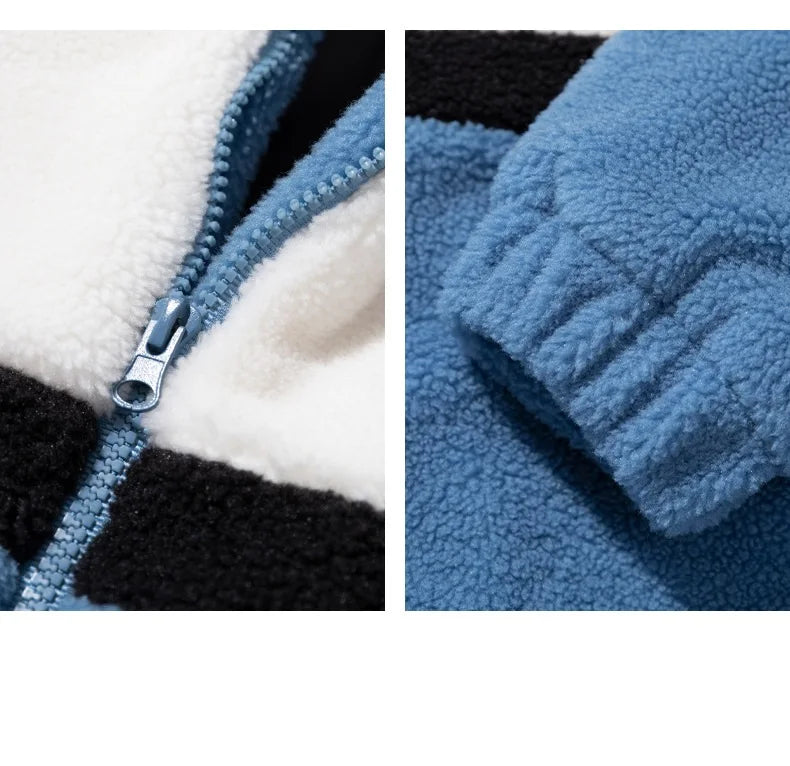 KTX-570899 Men's Lamb Fleece and Thick Cotton Stand Collar Puffer Jacket Winter Clothing Jacket for Men Men's Jackets