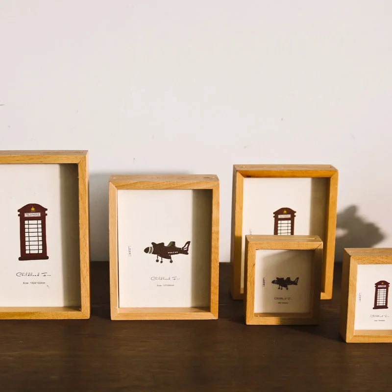 KTX-554579 Modern Solid Wood Photo Frames and Playful Shadow Box Wall Art