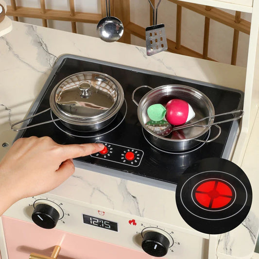 KTX-748307 Wooden Pretend Play Kitchen Set with Accessories for Toddlers