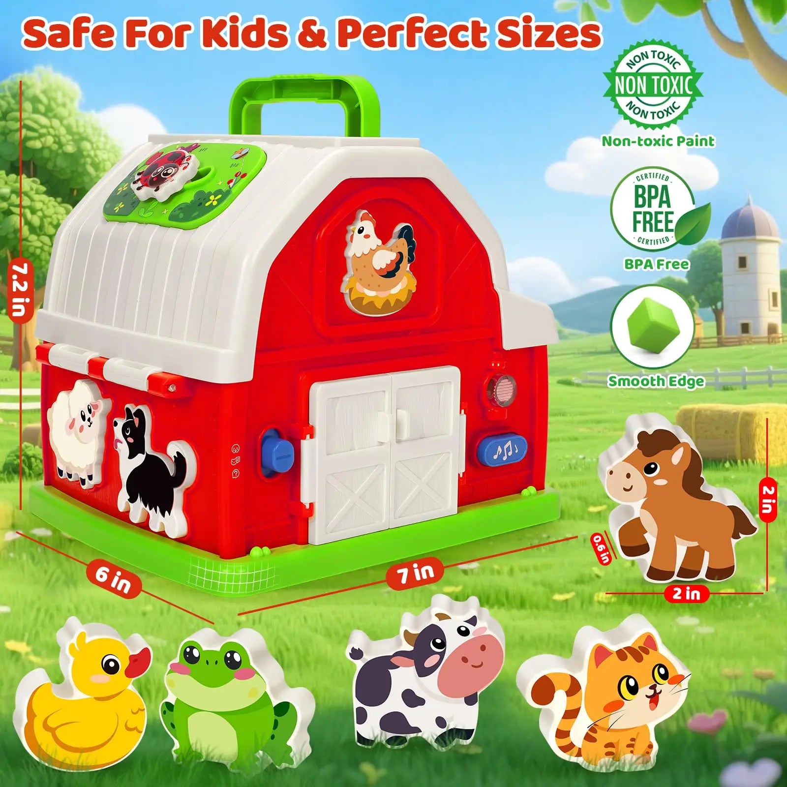 KTX-658131 Musical Barn Farm Animal Set for Infants - Interactive Elephants and Planes Player Doll