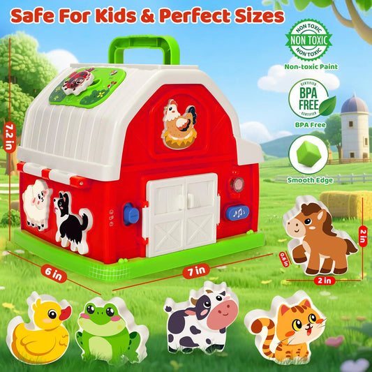 KTX-658131 Musical Barn Farm Animal Set for Infants - Interactive Elephants and Planes Player Doll
