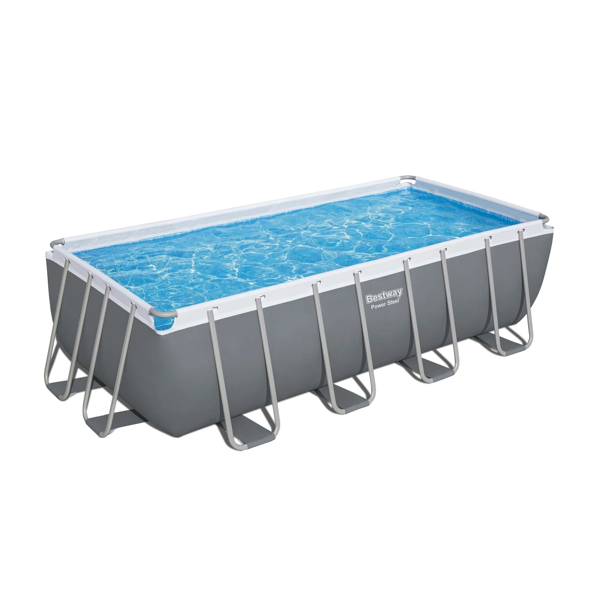 KTX-470931 Bestway 56670 Power Steel Rectangle Above Ground Swimming Pool 4.88m x 2.44m x 1.22m