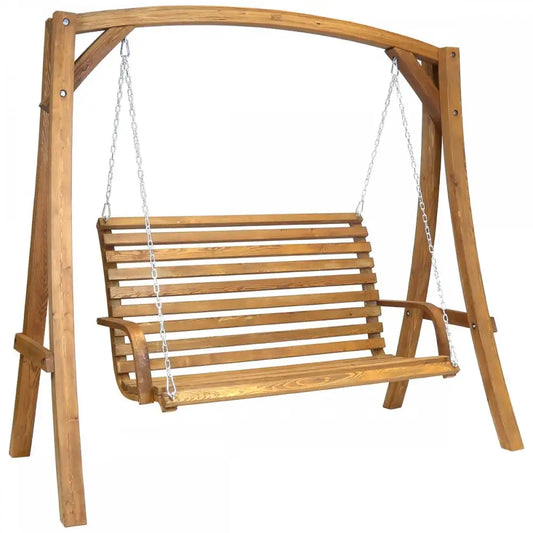 KTX-627859 Adjustable Eco-Friendly Wooden Patio Swing with Ropes