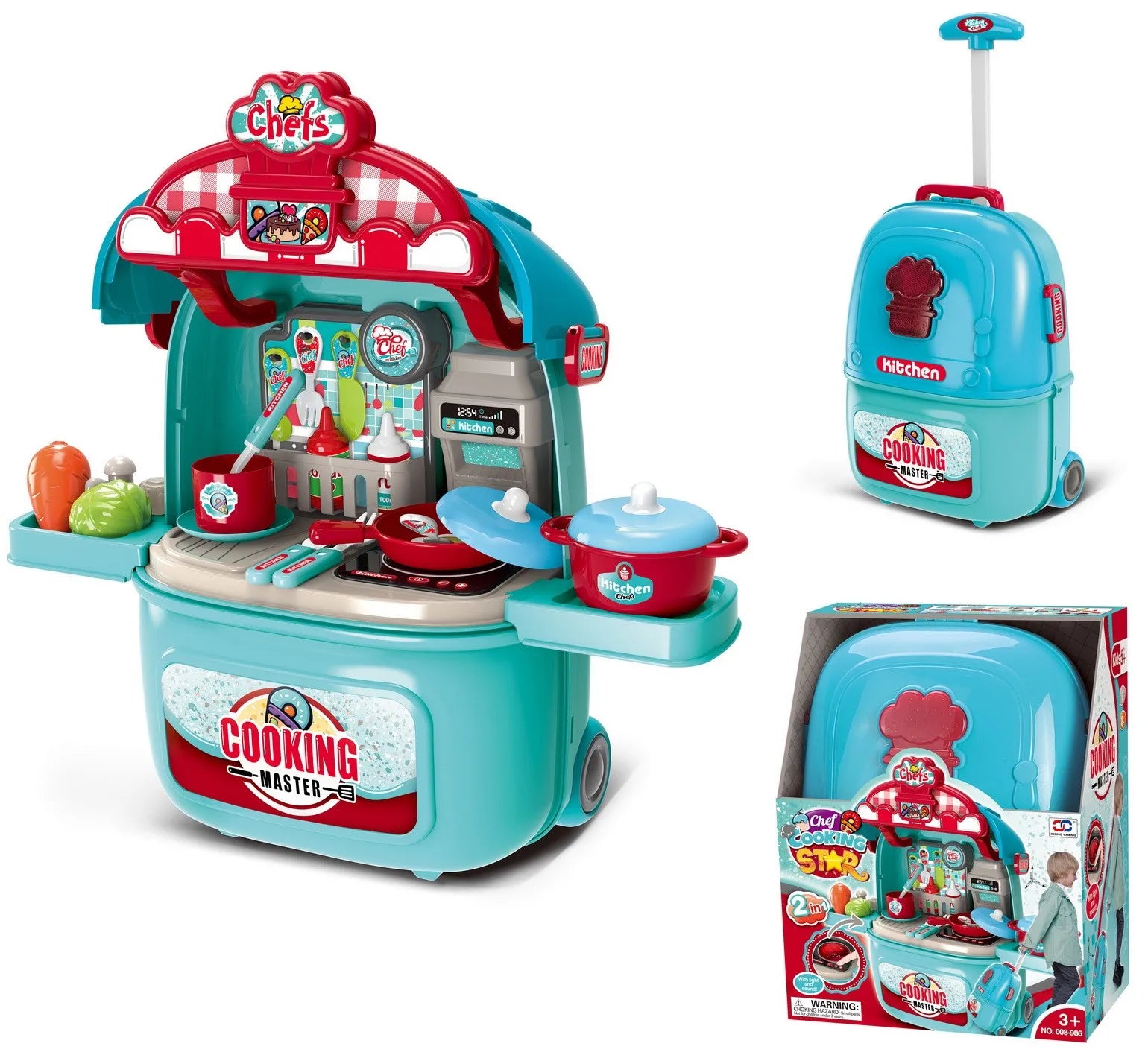 KTX-852435 Kids Pretend Play Doctor Toy Set with Luggage Trolley Case and Operating Table