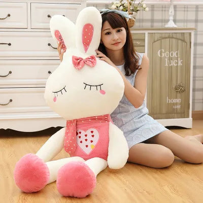 KTX-033171 Super Soft Cotton Bunny Plush Doll Toy - Embroidered Weighted Rabbit Stuffed Animal for Birthdays