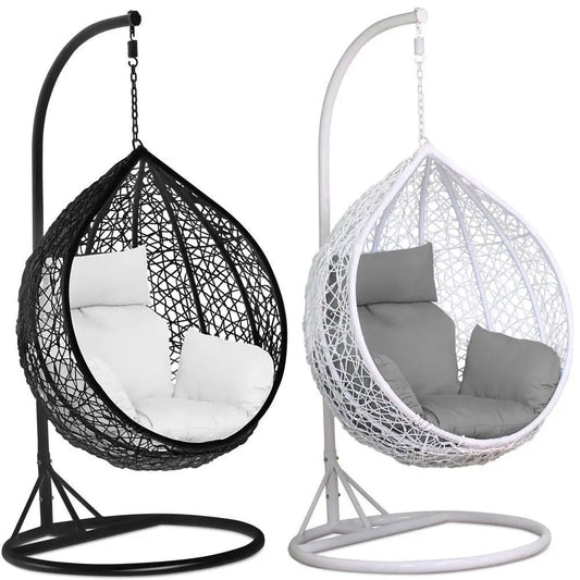 KTX-398483 Outdoor Rattan Egg Chair Swing with Metal Stand for Single Adult Use in Custom Colours
