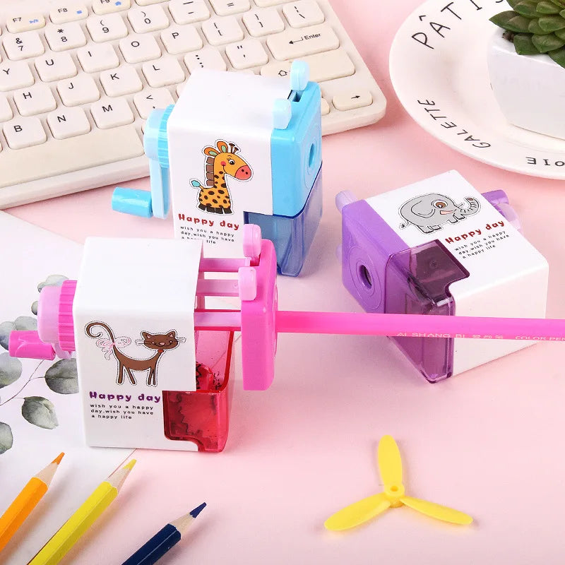 KTX-117651 Cartoon Hand Cranked Pencil Sharpener for Students - Durable, Fun, and Functional Stationery