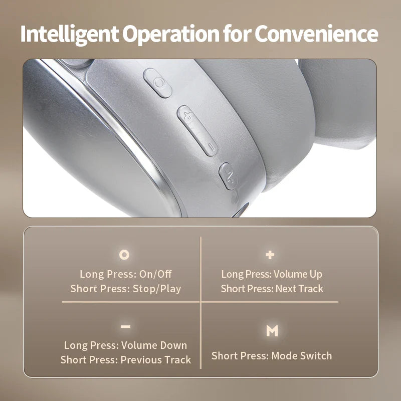 KTX-807635 Foldable Wireless Headphones with Mic, Bluetooth 5.3, 40mm Stereo Speakers