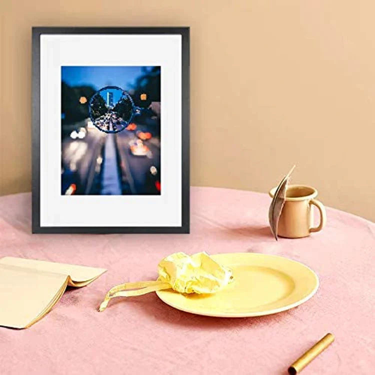 KTX-915027 Black Wood Pattern Photo Frame with Real Glass Front for Wall Display