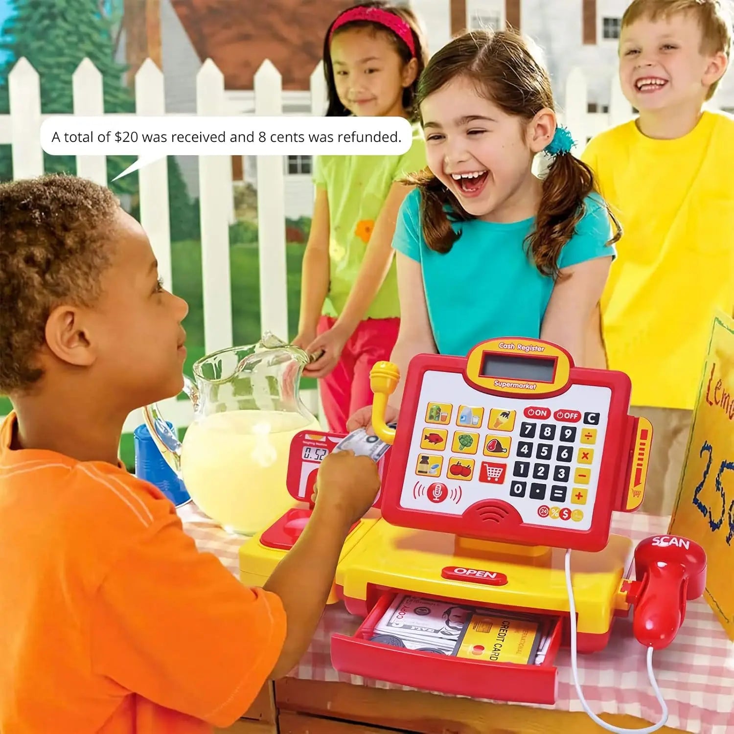 KTX-540563 Toy Cash Register for Kids - EPT Play Money Machine for Supermarket Role-Playing - Age 2 to 13 Years