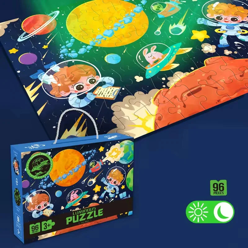 KTX-838931 Glow-in-the-Dark Children’s Puzzle Plane Educational Block Toy 26x19.5x6cm