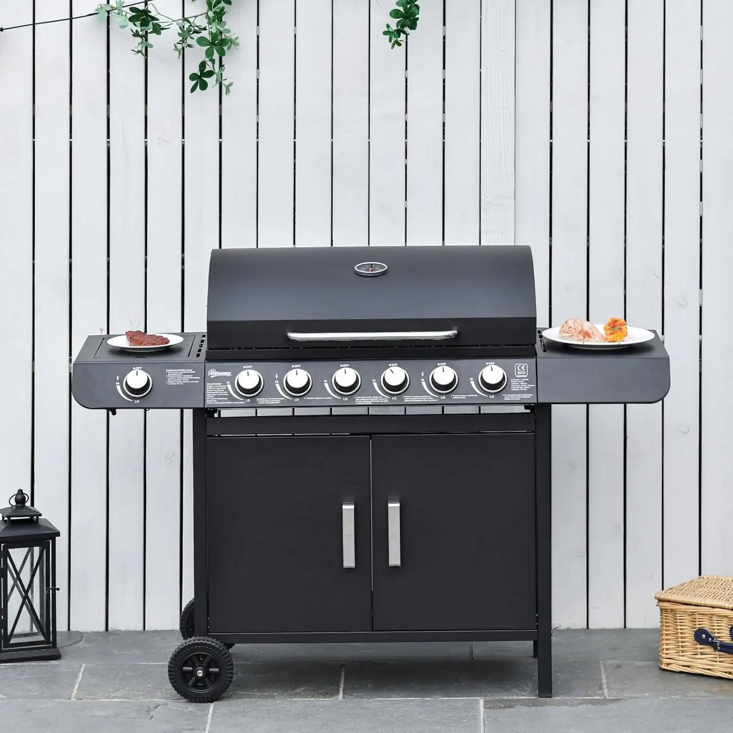 KTX-712147 Professional 6-Burner Gas BBQ Grill for Outdoor Cooking and Events