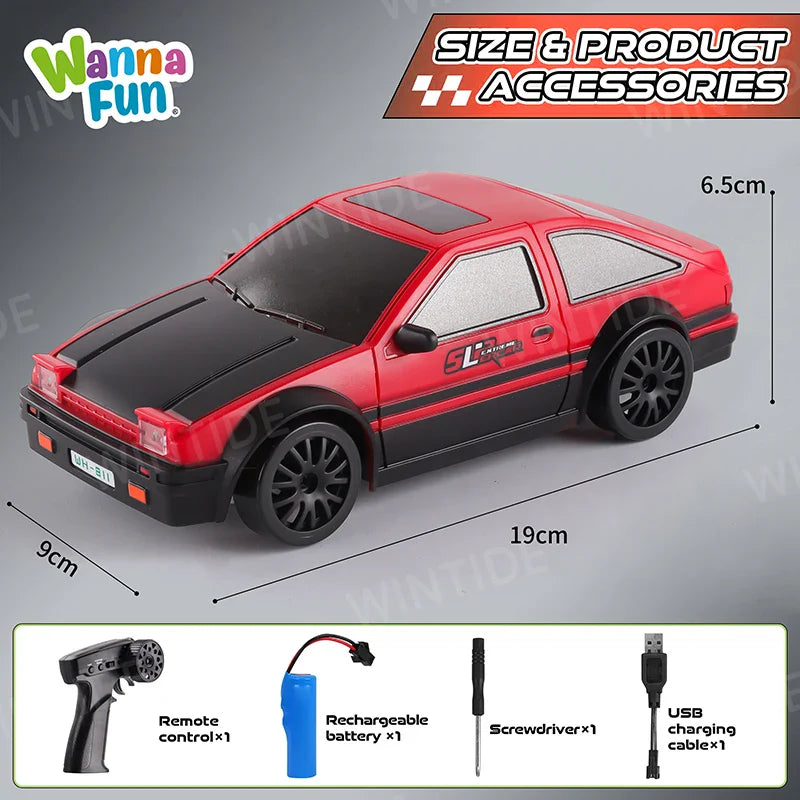 KTX-395987 1:24 Scale High Speed 4WD Drift Racing Toy Car with LED Lights and Remote Control - Kid-Friendly Design