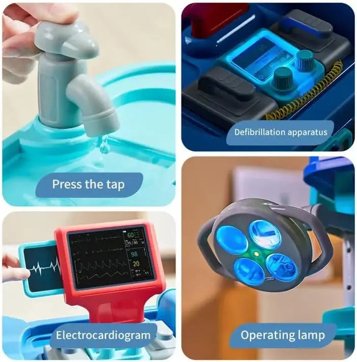 KTX-164307 Kids Doctor Kit with Cart - Role Play Toy for Ages 2-13, Plastic Medical Pretend Play Set