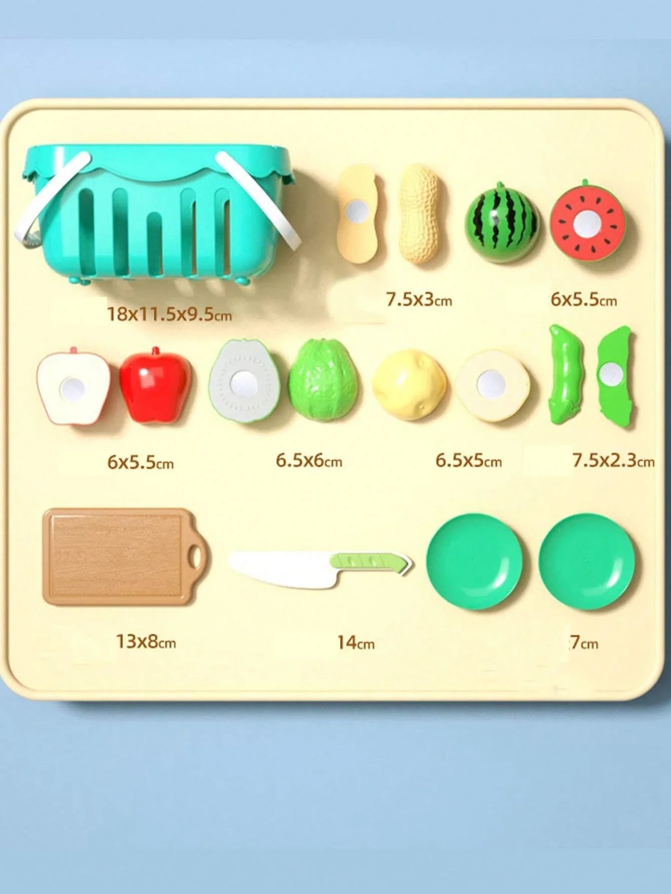 KTX-476179 11-Piece Plastic Toy Kitchen Set for Kids - Magnetic Food Fruits and Vegetables Cutting Play Items