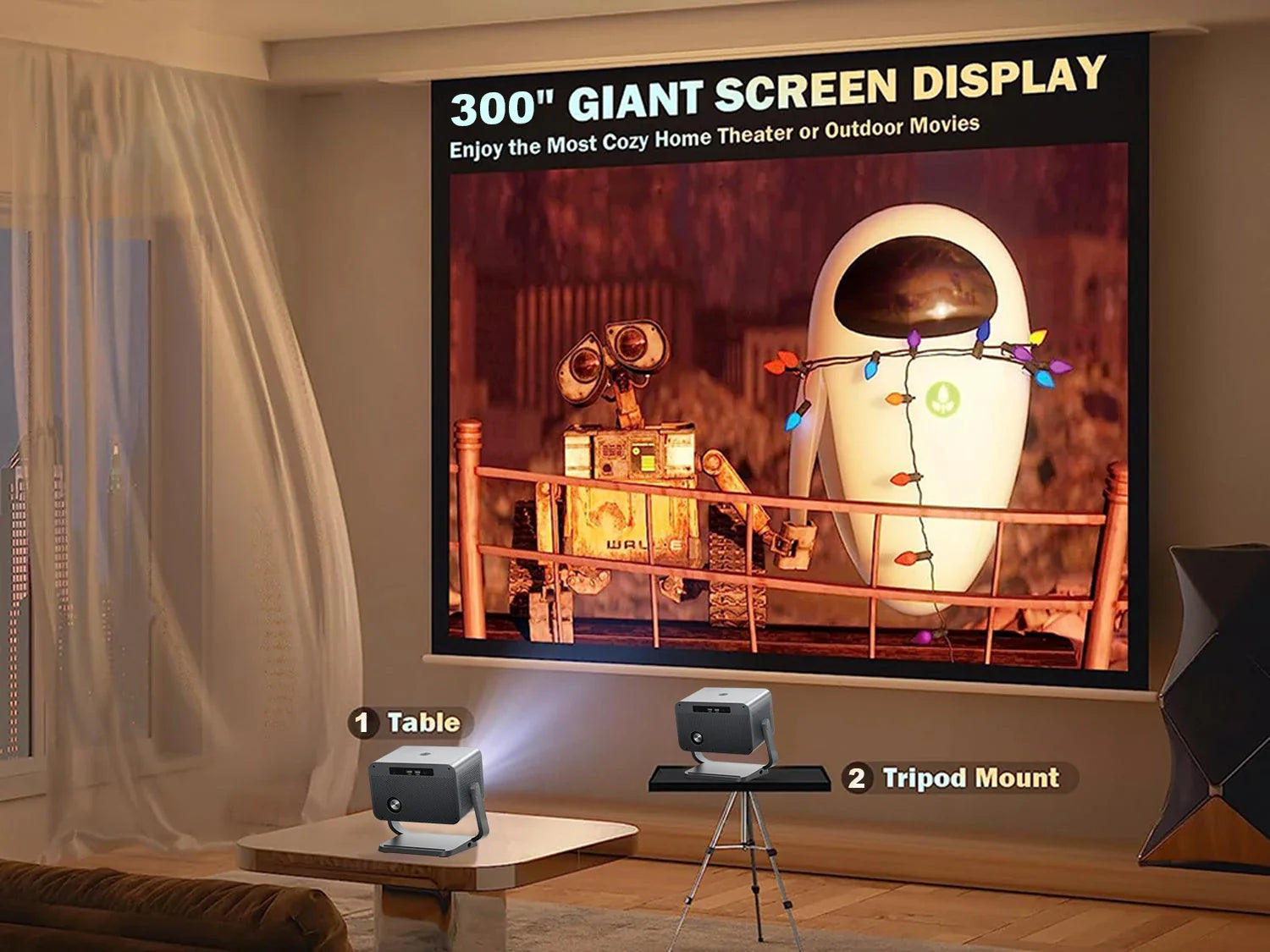 KTX-170899 Sainyer Y12 Full HD Native 720P Projector with 4K Support for Home Cinema
