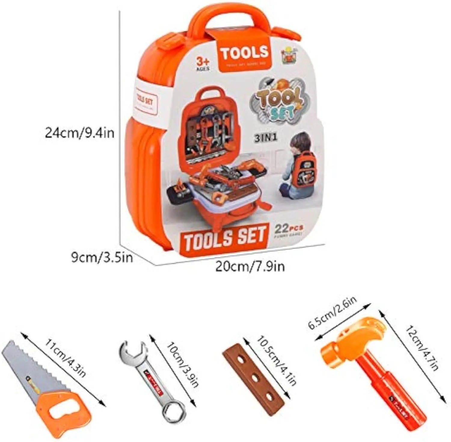 KTX-590291 Kids Tool Set - 22PCS Mini Tool Toy for Pretend Play, Ages 2-9, Plastic, Educational Fun