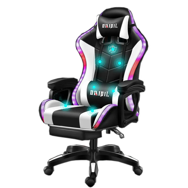 KTX-282195 Pink LED RGB Gaming Chair with Massage Function and Built-In Speakers