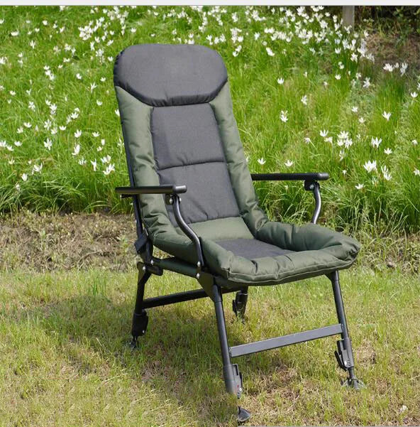 KTX-322899 Folding Fishing Chair with Metal Iron Frame and Solid Wood Seat for Outdoor Camping and Garden Use