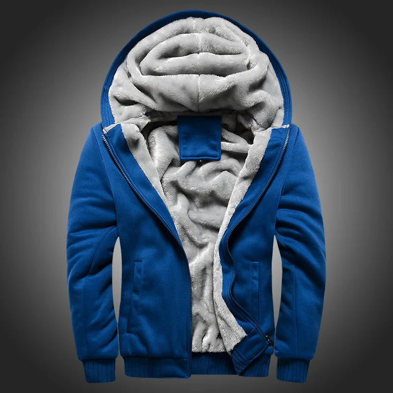 KTX-767507 Men's Jacket Sets Plush Padded Jacket Winter Sports Hoodie With Stand Collar Thick Canvas Material Hooded Baseball Clothing