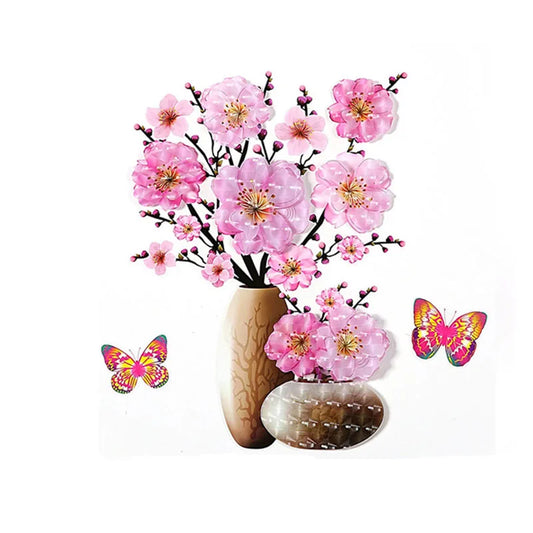 KTX-943891 3D PVC Flower Vase Decorative Wall Sticker for Living Room Decor