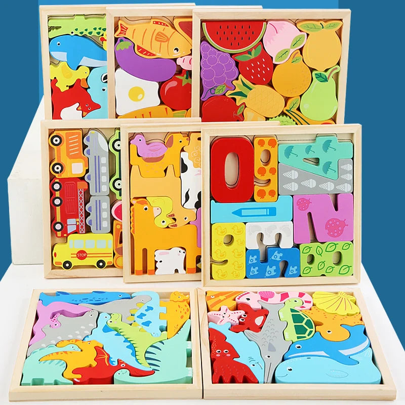 KTX-853203 Montessori Wooden Educational Puzzle Box for Kids - Creative Stereoscopic Learning Toy