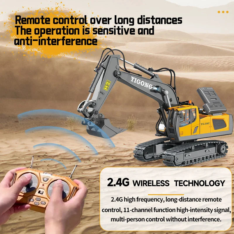 KTX-073683 2.4G Wireless Remote Control Mini Excavator Toy - Metal Engineering Construction Digger Vehicle