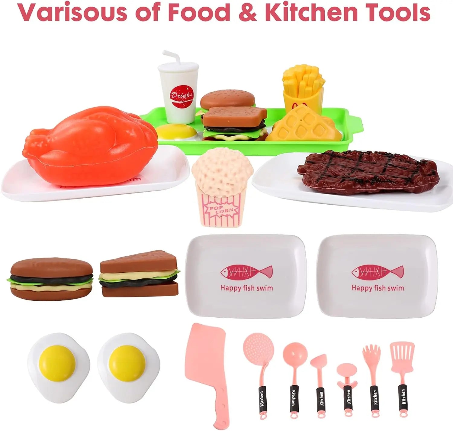 KTX-130387 Realistic 23-Piece Electric Kitchen Appliances & Tool Play Set for Kids